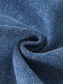 Elegantes vaqueros casuales de mezclilla azul de pierna recta con adornos de estrellas, largos y muy elásticos. - Azul - Ver 3