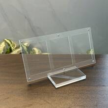 1pc Acrylic Magnetic Card Display Stand With Base - Rectangular Transparent Holder For Baseball, MTG, TCG Cards - Clear - View 4