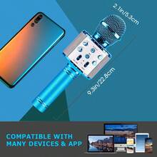 Micrófono inalámbrico de karaoke BlueFire 4 en 1 con luces LED, micrófono portátil para niños, juguetes de regalo ideales para niños, niñas, niños y adultos. - Azul - Ver 6