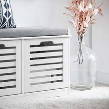 SoBuy Shoe Bench With Seat, Wardrobe Bench, Bench With Storage Space, Hall Bench, Shoe Chest, Chest Of Drawers, Shoe Rack With Seat, Narrow Bench, W X H X D Approx. 71 X 43 X 35 Cm FSR23-II - White - View 6