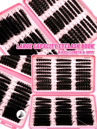 600 st. klusterfransar, C-böjda, individuella franskluster, naturligt utseende, gör-det-själv-fransar, 30D-100D, blandade fack, konstgjorda minkfranskluster, fluffiga, stor kapacitet, ögonfransbok för nybörjare, gör-det-själv-set för ögonfransförlängningar hemma