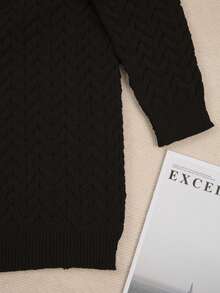 Plus Size Women's Long Button-Up Wool Cardigan, Winter Black Fall - Black - View 5
