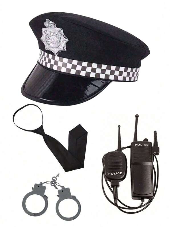 Hat Set, Costume Props For Role Play, Includes Eagle Cap, Glasses, Handcuffs, Baton, Cosplay, Party Winter Gear