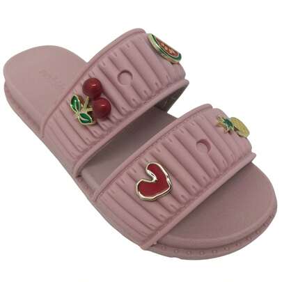 Chinelo Molekinha Menina Infantil Enfeite de Frutas Sintético
