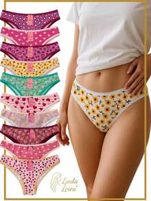 Kit Of 12 Women's Cotton Panties For Adults - 彩色 - 查看 6
