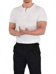 JOHN LEOPARD - Men's Knitted Polo Shirt - Beige - View 4