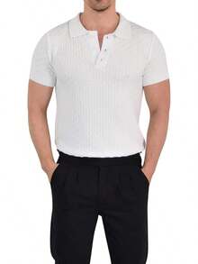 JOHN LEOPARD - Men's Knitted Polo Shirt - Beige - View 7