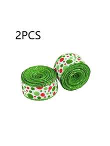 2 rolos de fita de Natal com bolinhas de 3,8 cm (1,5 polegadas), fita aramada de Natal, fita para árvore de Natal, fita de Natal estampada com bolinhas verdes e vermelhas, decoração de guirlandas, embrulho de presentes, decoração de casa, decoração de Natal, decoração de quarto, decoração de Natal de inverno, presentes de Natal para casa, decoração de Natal