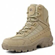 Men's Non Slip Waterproof High Boots Work Safety Shoes Lightweight Breathable Zipper Easy On Off Cushioning Air Cushion Long Term Standing Comfort Hiking Climbing Travel Footwear - 杏色 - 查看 10