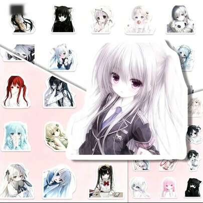 80pcs Super Cute Anime Big-Eyed Girl Stickers, Anime Style Illustrations, PVC Material, Clean Adhesive, Cartoon Cute Design, Suitable For Boxes, Desks, Chairs, Offices, Bedrooms, Notebooks, Phones, Computers, Luggage, Fridges, Christmas, Birthday Parties, Decorations