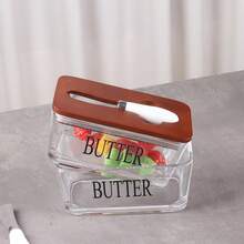 1 Set Glass Butter Dish, 600ml/20oz Classic Style Butter Storage Box, Rectangular Cheese Storage Box Glass Butter Dish, Cheese Preservation Box, Suitable For Household Kitchen Butter Storage - Multicolor - View 6