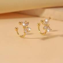 2只水晶锆石极简蝴蝶夹式耳环 - 金色 - 查看 5