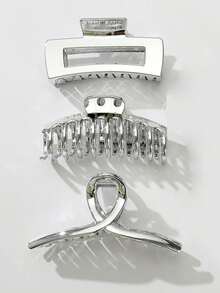 3 件银色仿金属塑料发夹，大尺寸，高端奢华感发饰骷髅头骨发夹发夹发夹发夹发夹，休闲秋冬发饰，适合女士度假装扮