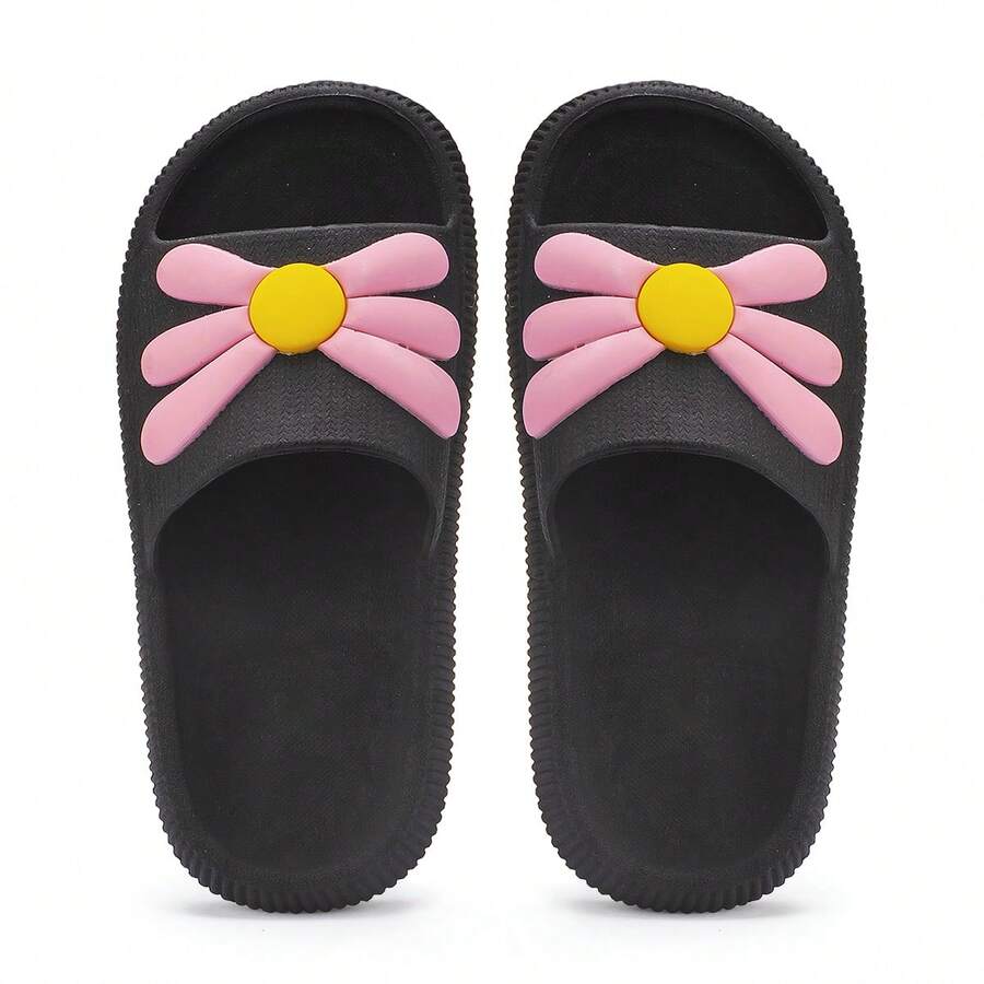 Cloud Flip Flops For Girls, Casual, Super Soft Flower - 黑色 - 查看 1