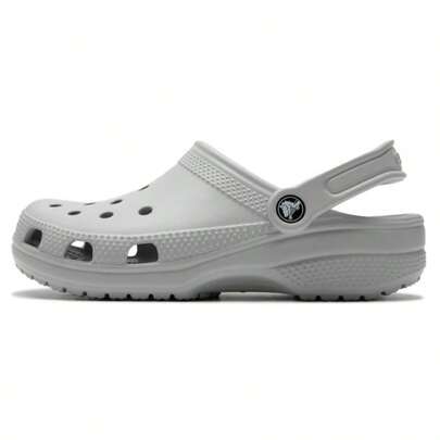 Crocs Sandalias tipo zuecos clásicas unisex, zapatos casuales de slip-on para uso diario, gris