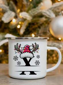 1PC Personalized Name White Enamel Mug, Unique Gift, Suitable For Special Occasions, Personalized Photo Coffee Mug, Custom Camping Mug, Custom Christmas Gift, Personalized Anniversary Photo Mug,Chic Design - Letter Type (C) - View 41