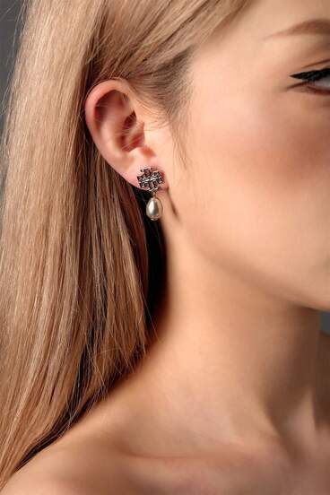  Tory Burch Pave Embellished Pendant Earrings 82435