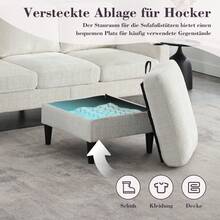 Elegantes Sofa mit Hocker & Stauraum – 4-Sitzer mit bequemen Armlehnen, Getränkehalter, Seitentaschen & robusten Kunststofffüßen, Samtbezug für hautfreundlichen Komfort