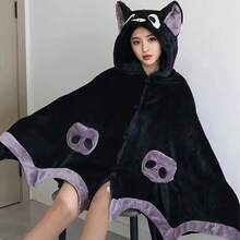 Cute Bat Blanket Cape, 1 Loose Hooded Wearable Blanket For Halloween Cosplay, Machine Washable, Blanket To Wear In Winter, Halloween Christmas And Other Holiday Dress Up Set - 紫色 - 查看 7