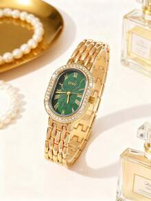 1pc Women's Fashion Elegant Classic Versatile Quartz Bracelet Watch With Diamond, Suitable For Daily Wear