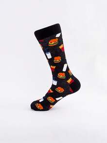 5 Paar Herren Crew Socken, neue stilvolle Lebensmittel Grafik Muster, bequeme weiche Socken, Freizeitbekleidung