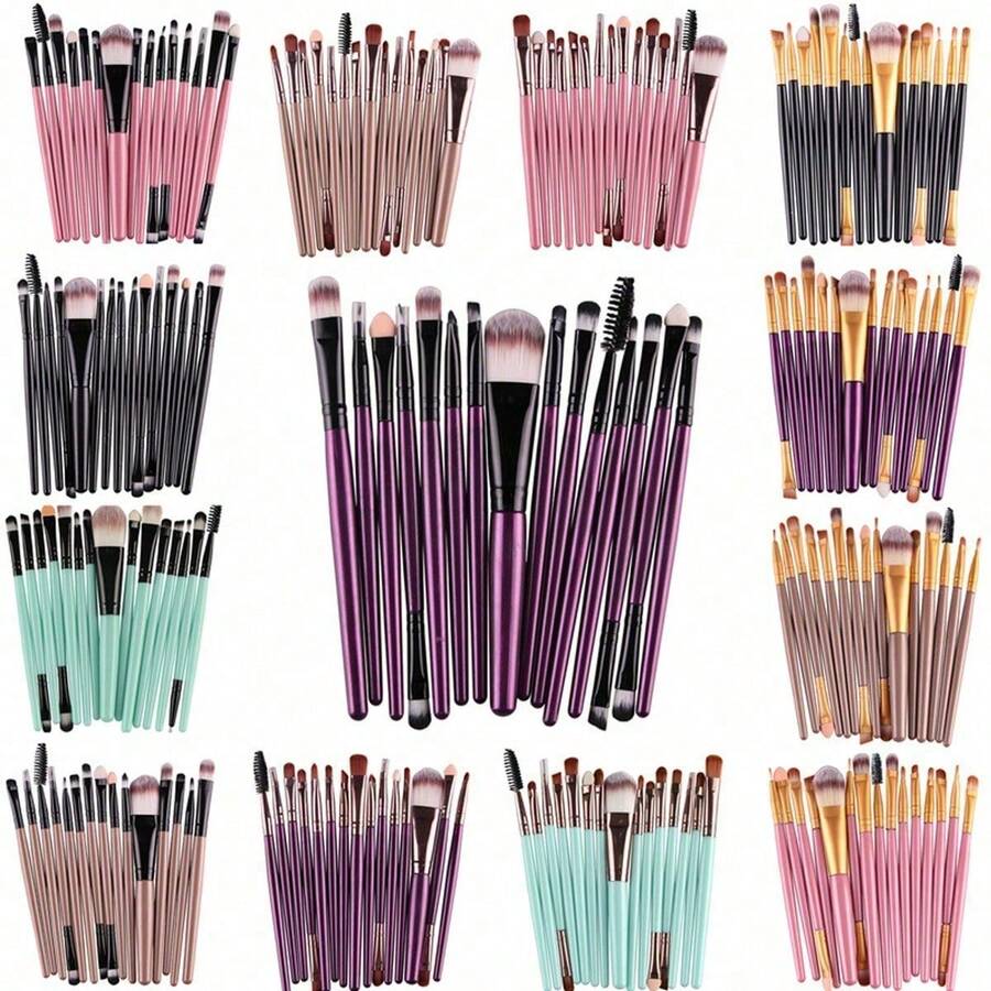 20pcs Professional Eye Makeup Brush Set Including Foundation Brush, Eyeshadow Brush, Face Detail Brush, Eyelash Curler, Eyebrow Brush, Suitable For Liquid Makeup,Brush Set,Makeup Brush Kit,Make Up Brush Set,Make Up Set Complete,Makeup Brush Set,Complete Makeup Kit,Brush Kit,Brushes Makeup Set,Makeup Gift Set,Set