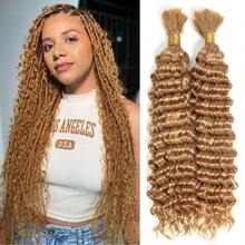 DCurly Braiding Human Hair 11A 100g 16 Inch Color 27 Honey Blonde Deep Wave Braiding Human Hair No Weft Brazilian Virgin Hair For Boho Braids - 27 - Xem 1