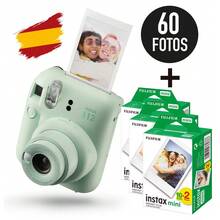 PACK CAMARA INSTAX MINI 12 + 60 PELÍCULAS - FUJIFILM - ✅Entrega 24/48h - verde menta - Ver 1