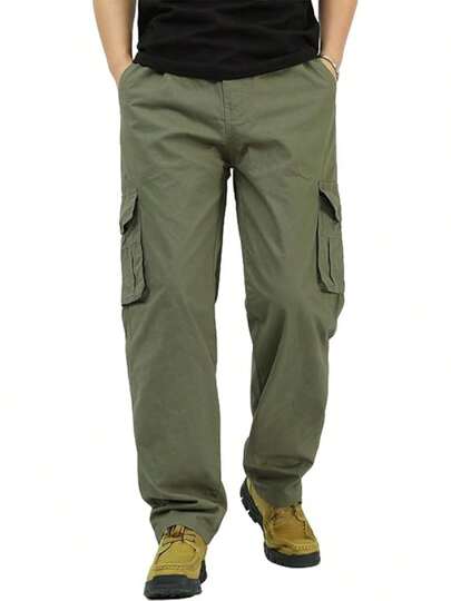 XINTM Pantalones de Trabajo para Hombre Algodon, Pantalon Cargo Hombre Trabajo Baggy, Antidesgarro,Múltiples Bolsillos, elástico, para Trabajo, Senderism