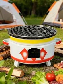 1 Set Of Portable Barbecue Grill For Courtyards, Outdoor Picnics And Gatherings; Also Serves As Indoor Kettle Tea-Brewing Stove, Heating Stove, Fire Stove And Charcoal-Burning Stove For Home Use In Winter, Compatible With Food Tongs And Grilling Net - Multicolor - View 15