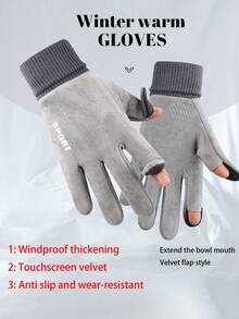2 Paar warme Handschuhe für Damen & Herren, Herbst/Winter, thermisch gefüttert, touchscreen-fähig, für Outdoor, Laufen, Radfahren, Lieferung, lässiges Buchstabendesign, Polyester gesteppte Handschuhe, Alltagsoutfit für Thanksgiving, Weihnachten, Winterfeiertage Frauen + Winterausrüstung + Handschuhe Bär + Weihnachten - Wie im Bild gezeigt - Übersicht 6