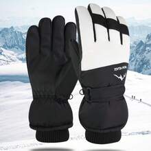 Guanti da sci touchscreen da uomo, caldi, antivento e impermeabili, guanti da ciclismo per esterni, fodera in pile, stampa con lettere, disponibili in diversi colori, attrezzatura per alpinismo e ciclismo sulla neve, spessi e caldi, design touch con la punta delle dita