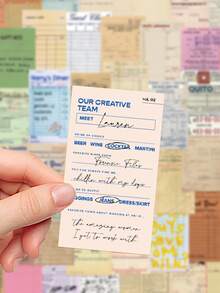 50pcs Vintage Bill Stickers Handbook Book Cell Phone Case Retro Style Diy Material Decorative Stickers - Multicolor - View 6