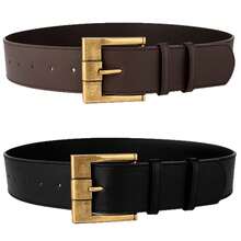 1 件超宽黑色 PU 腰带，适合毛衣和服装，大号光滑金属扣女士腰带，复古时尚夏季、秋季、万圣节