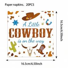 20 Guardanapos de Papel de Banho Cowboy Ocidental, Guardanapos de Cocktail Dobráveis, Guardanapos de Papel Descartáveis de Almoço e Jantar em Denim na Estrada - Multicolorido - Visão 16