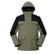 lanbu معطف ثلاثي الوظائف من الفليس مقاوم للرياح، قماش بوليستر، معطف دافئ للخارج، أخضر/أسود نقي LR0002A95001LB