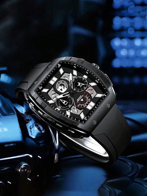 BIDEN 1PC Fashionable Men's Watch, Multifunctional Chronograph, Waterproof, Date, Night Light, Men's Sports Watch