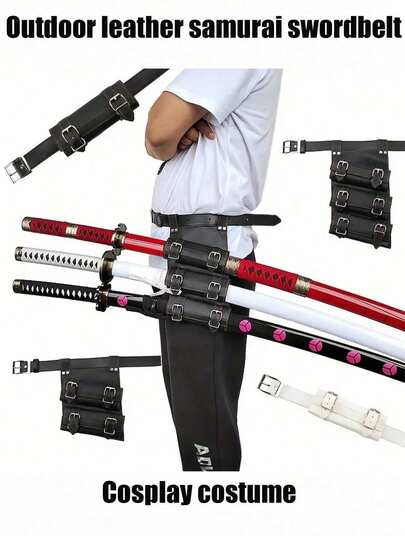 1 pieza Cinturón para bolsa de espada, accesorio de soporte de espada de madera y plástico PU para espada de anime, regalo de Navidad