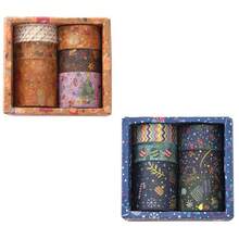 12 Rollos de Cinta Washi de Navidad, Patrón de Elementos Navideños,Papel de Aluminio Dorado,Cinta Decorativa para Albumes de Recortes, Diario,Regalos de Navidad (Rojo y Negro-Caja Blanca!) - Rojo y negro - Ver 12
