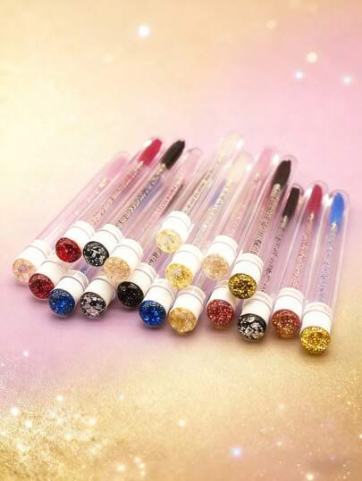 1/3/5/7pcs Transparent Crystal Colorful Tube Eyelash & Eyebrow Brush, Portable Makeup Lash Extension Tool For Travel