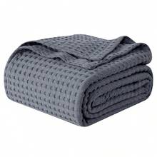 Elegant Comfort 1pc Soft Waffle Weave Throw Blanket , Lightweight Summer Blanket For Hot Sleepers, Full, Queen, King, Twin, And Twin XL Size Bed Breathable Cozy Warm Woven Textured Blankets For Couch, Bed, Sofa, Home Décor, Christmas Decorations Gifts, Cozy Winter Styles, Holiday Décor - 灰色 - 查看 2