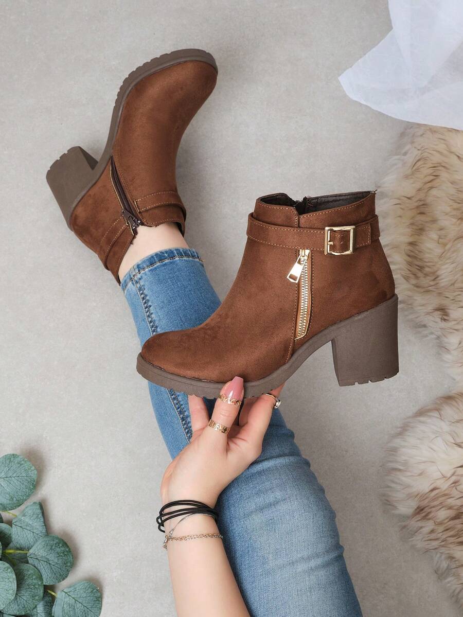 BOTIN DE PIEL PARA DAMA  De moda    Cremallera lateral    COMODO Y ELEGANTE  Oficina    USALO TODO EL AÑO - Negro - Ver 1