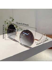 1 Pair Of Women's Oversized Round Fashion Glasses - Full Frame Metal Frame, Curved Ear, Lightweight And Durable, Suitable Daily Wear And Party Accessories, Fashionable Design Men And Women, Party Glasses, Fashion Glasses, Polycarbonate Lenses, Fashion Frame, High-Quality Lenses, Fashion Frame, Fashion Enthusiasts - Gradient Hồng - Xem 6