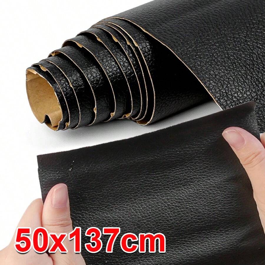 Black Leather Sticky Back -Leatherette Vinyl Wrap Sticker For DIY Waterproof - Black - View 1