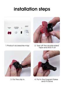 Bow Decor Car Air Vent Aromatherapy Diffuser (Comes With 2 Solid Osmanthus Fragrance Pads) - Red - View 3