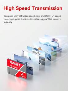 EAGET 64GB Micro SD Memory Card 100MB/S,32GB,16GB,8GB U1 V10 Flash Card Micro SD Memory Card /Android Phones/Computer/Gopro/Game Console Free 5 Adapters For Camera