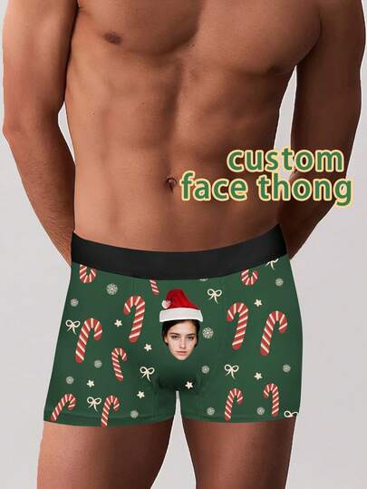 Customized Christmas Couple-Themed Design Underwear. These Are Custom Love Commemorative Gifts, Valentine's Gifts, Anniversary Gifts, Showcasing Unique Love For Him.