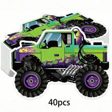 20pcs/40pcs/60pcs Monster Truck Paper Napkins Monster Robot Birthday Decoration Purple Green Truck Shaped Disposable Lunch Napkins Monster Truck Theme Party Supplies Racing Birthday Decoration Birthday Party Favors - Multicolor - View 8