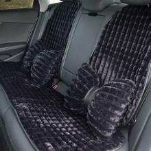 Easypie Selection 1 Car Seat Cushion Fluffy Seat Comfortable Warm Neck Support Pillow Creative Headrest Lumbar Support Car Accessories, Car Seat Cushion Plush Pink Puff Grid Car Seat Cushion Autumn And Winter Comfortable Warm Car Seat Cushion