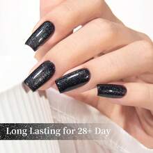 Pearl Black Glitter Gel Polish, 0.5 Fl Oz HEMA & TPO Free Black Shimmer Sparkly Gel Nail Polish Soak Off UV LED Nail Art Design Manicure Salon For Women Fgirl{Inchcolor_nameinch:InchGlitter-PearlBlackinch} - 閃光珍珠黑 - 查看 5